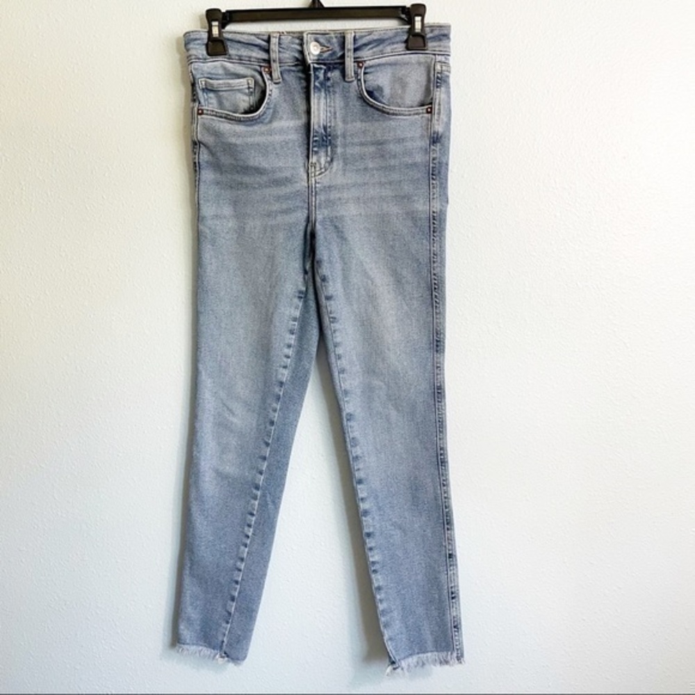 Free People High Rise Skinny Jeans Raw Chewed Hem Denim Size 27